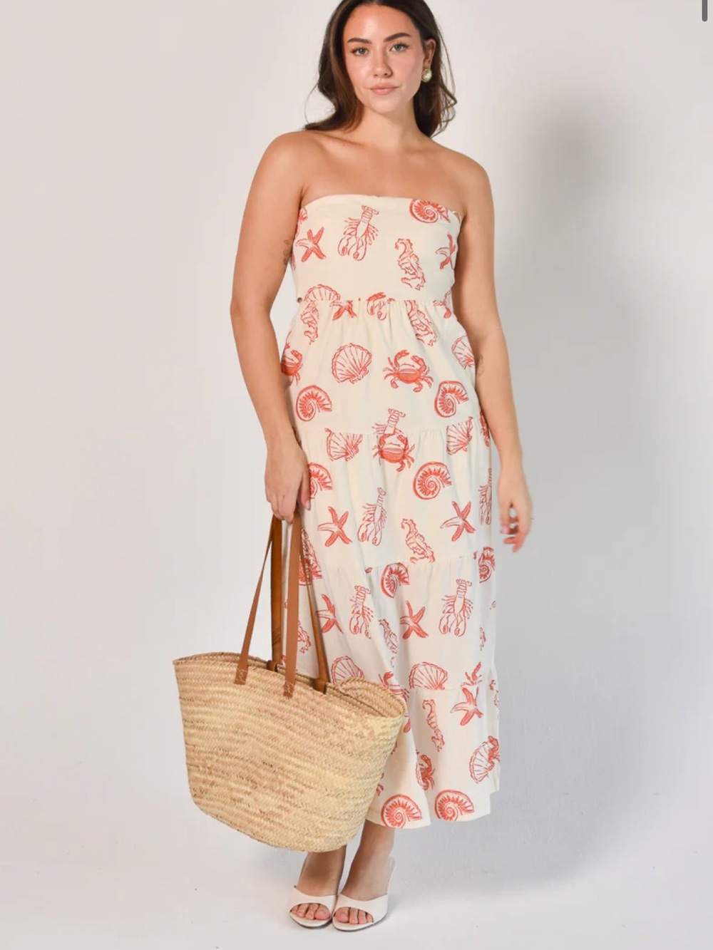 Kleo Shell Print Strapless Maxi Dress